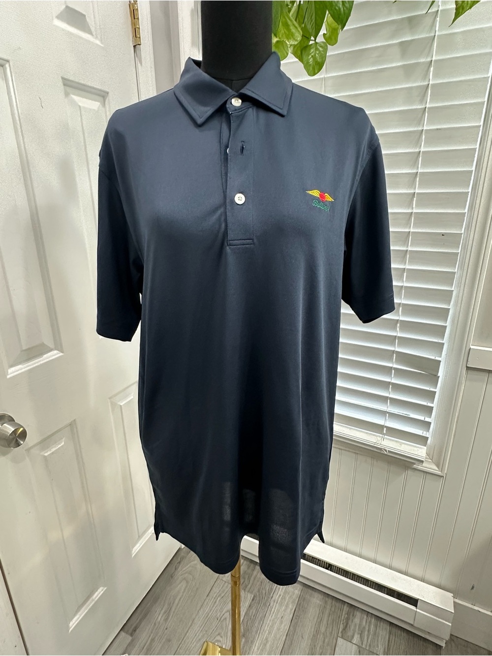 Men's Dark Blue Short-Sleeve Polo Shirt with Small Chest Logo